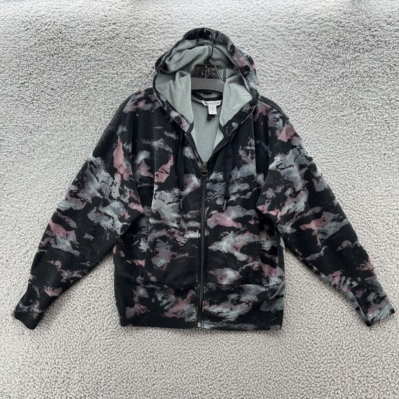 Athleta Hoodie Womens Medium Black Camo Balance Full Zip Relax Sweatshirt Jacket - Picture 1 of 12
